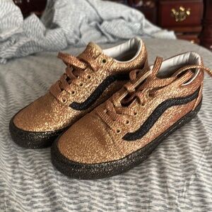 Vans Gold and Black Sneakers sparkle glitter special edition kids size 2.5 new